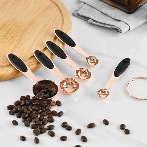 Ensemble de cuillères en acier inoxydable, outils de mesure, or Rose, cuisine, gâteau, sel, café, accessoires de cuisson, 5 pièces