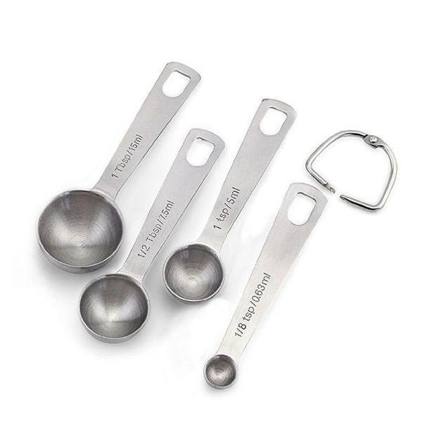 Outils de mesure 6 Pcs / Set Cuillères En Acier Inoxydable Sécurité De Qualité Alimentaire Poignée Pendable Ensemble De Cuillères À Soupe Cuisson Cuisson Drop Delivery Home Dhnxe