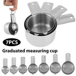 Meetgereedschap 7-delige kopjes set roestvrijstalen koffielepel Zware maatbeker Keukenaccessoires voor koken en bakken 231018