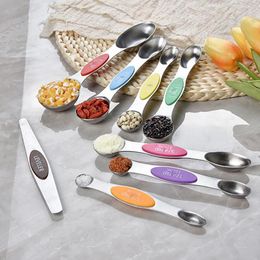 Outils de mesure 8 pièces ensemble de cuillères colorées à Double tête en acier inoxydable, Gadget de cuisine de cuisson à domicile