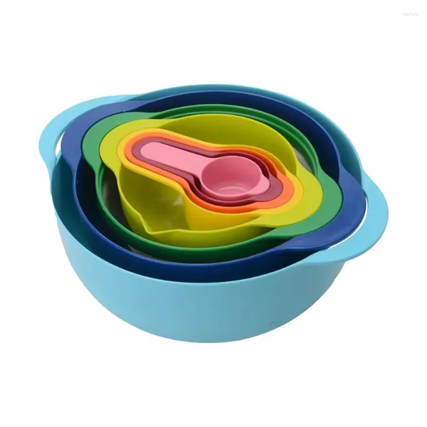 Herramientas de medición 8 unids/set juego de cuencos multiusos de plástico para ensalada, cocina, cuencos apilables creativos para frutas y verduras
