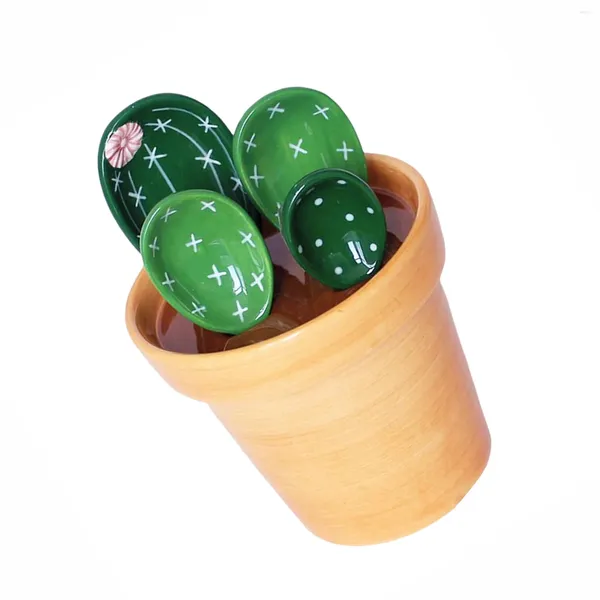Outils de mesure, ensemble de cuillères à Cactus de dessin animé, outil de cuisson avec support pour ingrédients secs et humides