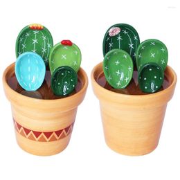 Outils de mesure cuillères à cactus en céramique avec support de support pour la cuisine de cuisine à la maison