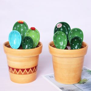 Outils de mesure Creative Cactus Céramique Tasses Et Cuillère Échelle De Cuisson Ménage Cuisine Sel Sucre Vaisselle Pour 230505