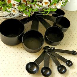 Outils de mesure tasses en plastique noir 10 pièces/lot ensemble de cuisine cuillère pour la cuisson du thé au café