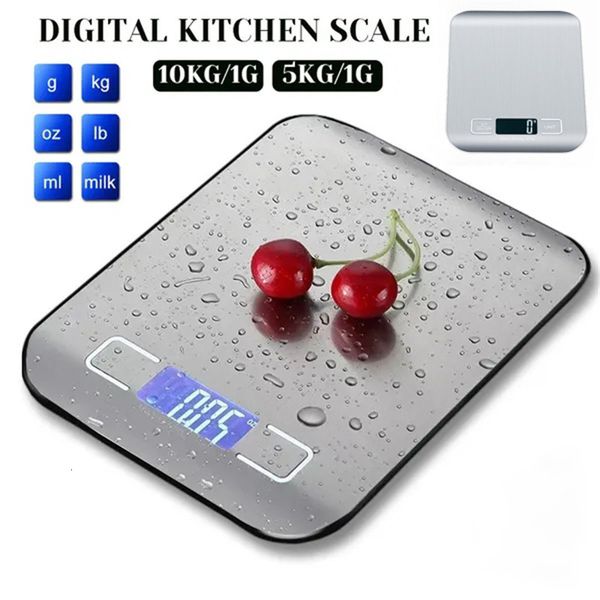 Outils de mesure Balance de cuisine numérique 10 kg 5 kg Aliments électroniques de précision pour la cuisson et la cuisson Balance en acier inoxydable 230710