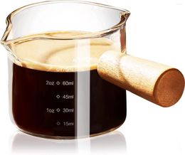 Herramientas de medición Taza de café expreso con mango de madera Escala de vidrio de doble pico S V
