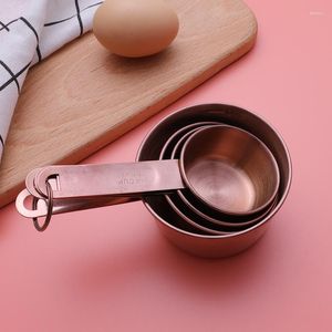 Outils de mesure cuisine cuisson cuisson utilise or Rose miroir poli cuillères et tasses en acier inoxydable ensemble
