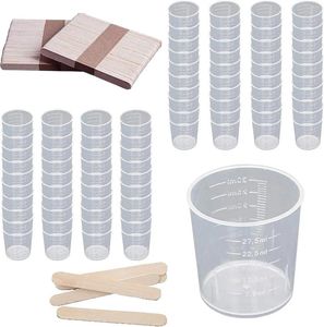 Meetinstrumenten, 30 stuks, kleine plastic mengbeker met houten stokjes, voor verven, epoxyhars, laboratorium, kookpa