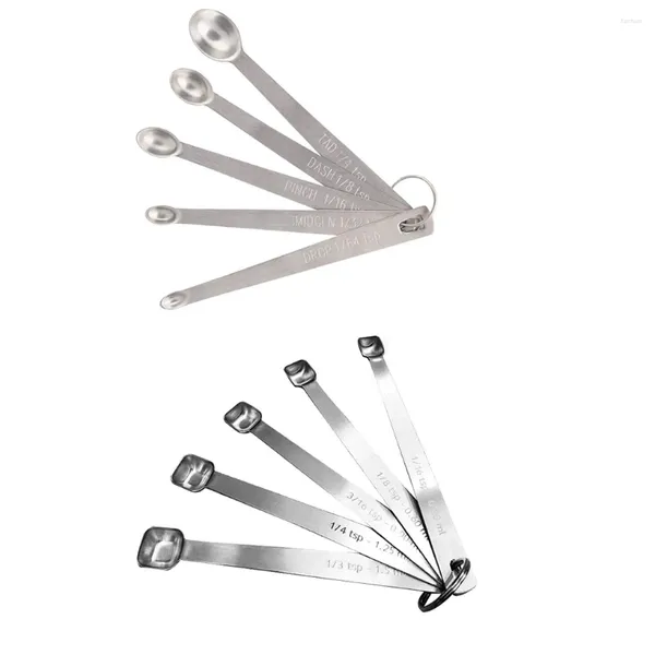 Outils de mesure, lot de 5 cuillères de cuisine en acier inoxydable avec manche Long, accessoire de mesure, tête carrée domestique