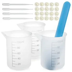 Kit d'outils de mesure en Silicone, gobelets avec bâtonnets de Popsicle, Pipettes, doigtiers pour moules de mélange de résine époxy