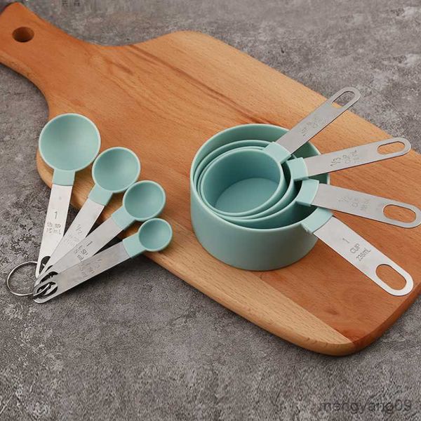 Outils de mesure Cuillère à mesurer en acier inoxydable Matériau Qualité Tasse Ménage Liquide Mesure Double Échelle Outil De Cuisson R230704