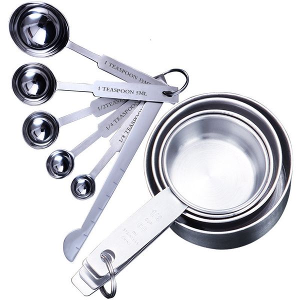 Herramientas de medición UPORS 8 10 piezas Juego de tazas y cucharas de acero inoxidable Deluxe Premium Cucharas apilables Accesorios de cocina para el hogar 230505