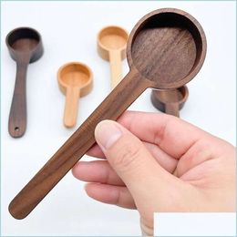 Mesurer les cuillères de noix outils en bois en bois à poignée courte à manchette de café Bar cuisine maison outil de boulange