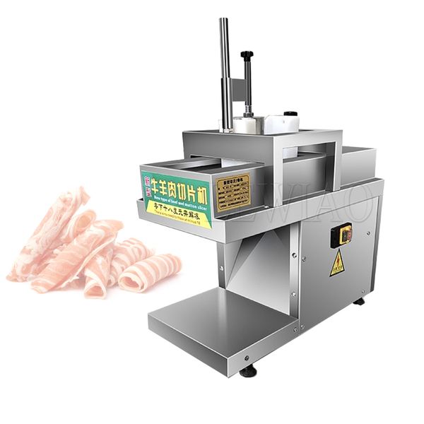 Máquina cortadora de carne 500W cortadora de alimentos eléctrica comercial 0,2-5mm ajustable restaurante máquina cortadora de carne de acero inoxidable