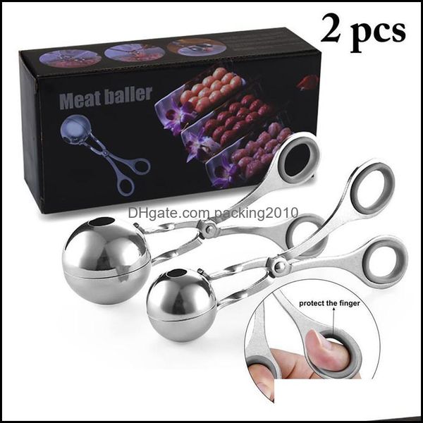 Viande Poterie Outils Cuisine Cuisine Salle À Manger Bar Maison Jardin S L Tailles 2 Pcs Boulette De Viande En Acier Inoxydable Boulettes De Viande Clip Boule De Poisson Riz Makin