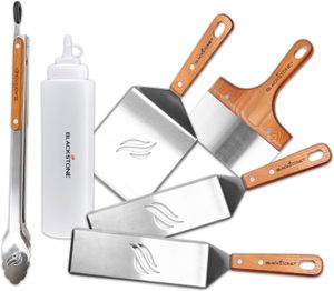 Kit de plaque chauffante pour outils de viande et de volaille, 6 pièces avec pinces en acier inoxydable, spatules à retourner pour hamburger, grattoir pour barbecue, distributeur de pâte, mélangeur B Cro 230922