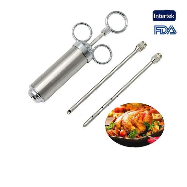 Viande Volaille Outils Grill 2Oz Marinade Assaisonnement Injecteur Dinde Injecteurs 5Mm Aiguille En Acier Inoxydable Cuisson Seringue Injection Vtk Dhrhz