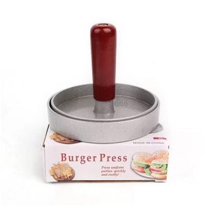 Outils de volaille de viande de haute qualité Forme ronde Revêtement antiadhésif Outils de presse à hamburgers Hamburgers en alliage d'aluminium Viande de boeuf Grill Burger Dhpje