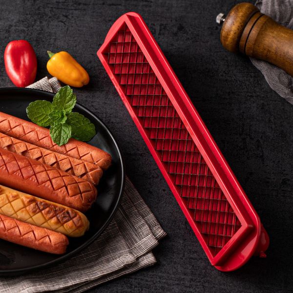 Viande Volaille Outils Hot Dog Cutter avec 40 Lames En Acier Inoxydable Saucisse Trancheuse Jambon Couteau De Coupe Cuisine Fournitures BBQ Outils ZL1226