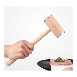 Outils de volaille de viande en bois attendant double côté double côté aluminium steak bœuf porc poulet cuisine professionnel marteaux VF1585 drop de dhxvk