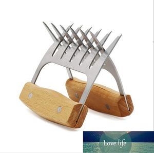 Griffes de déchiqueteuse de viande outils de barbecue résistance à haute température griffe d'ours tiré fourchettes de déchiquetage de porc avec manche en bois OWA7150