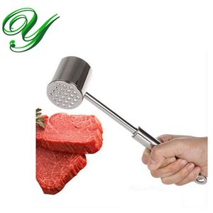 Attendrisseur de viande en acier inoxydable marteau manuel avec crochet de suspension deux façons attendrissant barbecue grill Steak porc martelant outils de cuisine Mallet