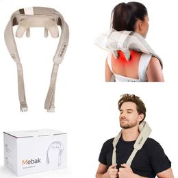Mebak N1 Massager voor nek en cervicale schouder met warmtetherapie Massagekussen voor achterbenen Taille Spierpijnverlichting Autogebruik 240301