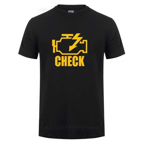 Mechanic Auto Repair Check Engine Light camiseta divertido regalo de cumpleaños para hombres papá padre marido manga corta Camiseta de algodón 210629