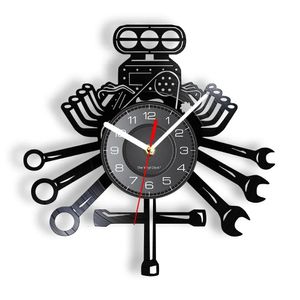 Outils mécaniciens coupés laser longplay horloge murale garage fixe wall décoratif meurtre décor moderne décoration de suspension pour le centre de service de voiture 240417