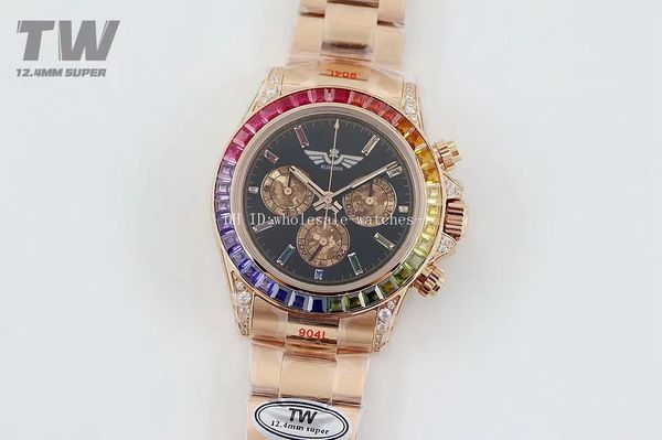 Mecánico automático Rolx TWF Top Workmanship 40 mm 116598 116505 Panda Dial Diamond Bisel Relojes deportivos Zafiro Cronógrafo Oro rosa 904L Relojes de pulsera para hombre XMJS