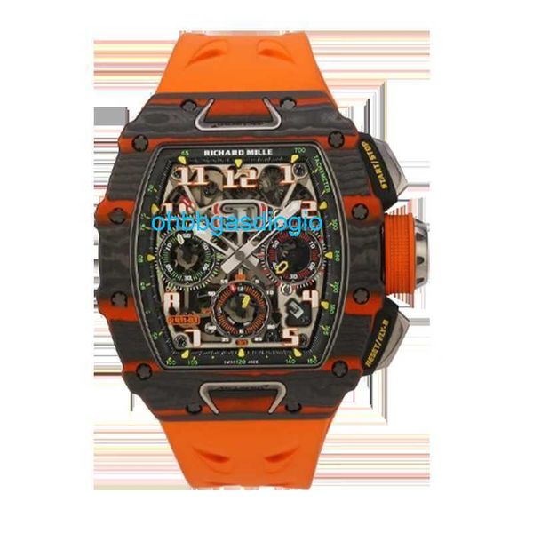 Mecánico Reloj RM RM Luxury Watches Mills Men's Series RM11-03 McLaren Colaboración Color Carbono+Material NTPT Side OHH4 OHH4