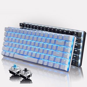 Mechanisches Gaming, 18 Modi, RGB-Hintergrundbeleuchtung, USB, kabelgebunden, 82 Tasten, blau/schwarz, professionelle Achsen-Tastatur, Gamer-Notebook-PC