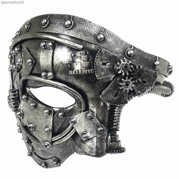 Engranaje mecánico Steampunk Phantom Masquerade Cosplay Máscara Media cara Disfraz Halloween Christmas Party Props Adulto Anime Masque L230704