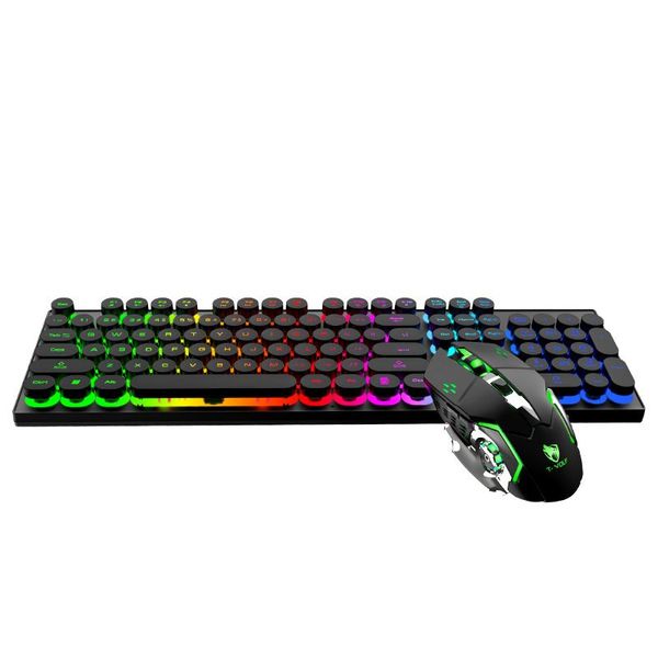 juego de teclado de luz usb inalámbrico de oficina de negocios de juego de deportes electrónicos de sensación de mano mecánica