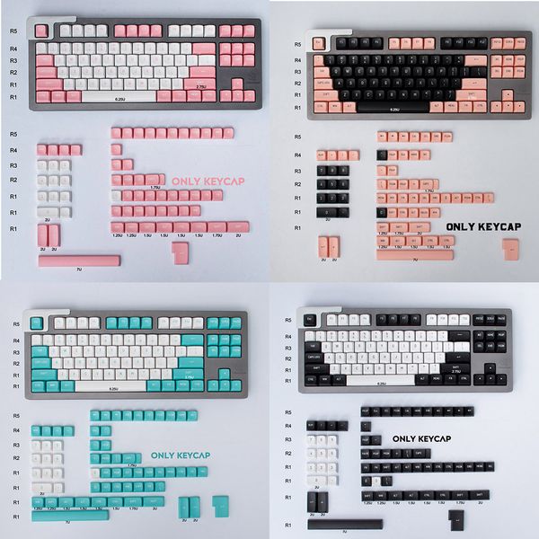 Teclado mecánico de 150 teclas, tecla de doble disparo, perfil MSA, teclas de personalidad personalizadas en inglés para teclado mecánico 61/64