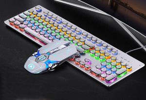 Clavier mécanique souris Combos fil USB Punk Keycap claviers de jeu suspendus touches lumineuses joueurs de style vintage pour Deskto2255635