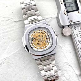 Mechanical Mens PatekPh Nautilus fully automatic hollowed out simple student steel band Baida XGNTW