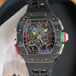 Mechanisch heren Richaer Mileres horloge RM65-01 Natuurlijke geïmporteerde rubberen band Antikras spiegelglas volautomatisch uurwerk 49X41mmX15mm XHDNO