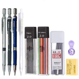 Ensemble de crayons mécaniques 20 mm avec 2B Blackcolors REAL REFILL pour l'écriture Sketching Art Drawing Painting School Automatic 240511