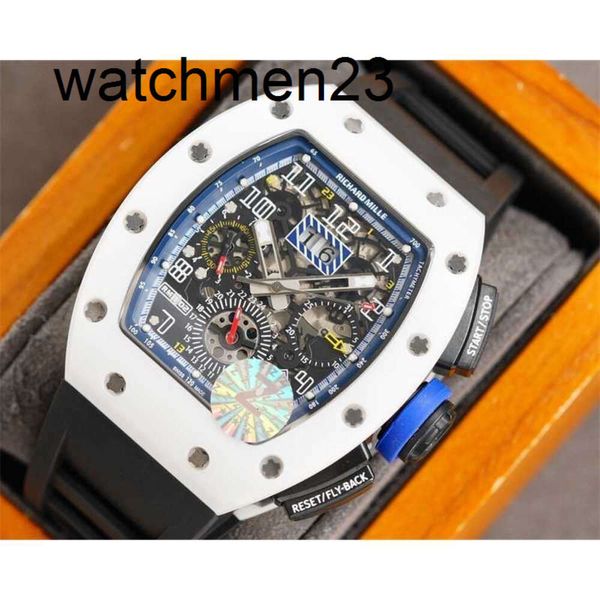 Montre-bracelet chronographe à fonction complexe RM11-03 mécanique pour hommes 6EQG boîtier en fibre de carbone de luxe de haute qualité étanche verre saphir 3PQAZI