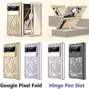 Mechanische standcases voor Google Pixel Fold Case Transparant Pen Slot Scharnaal Beschermingsfilmschermomslag