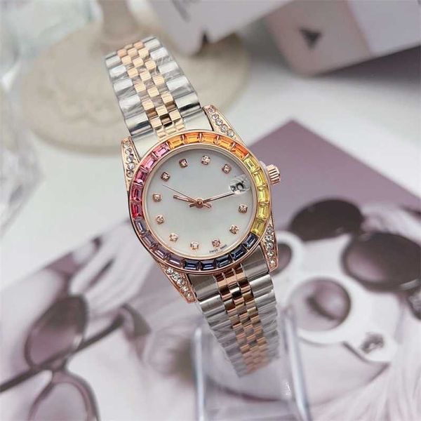 Montre mécanique Quartz luxe dames montres Strass diamant Or femmes montre Designer Tout bracelet en acier inoxydable Étanche pour femmes Saint Valentin Gif