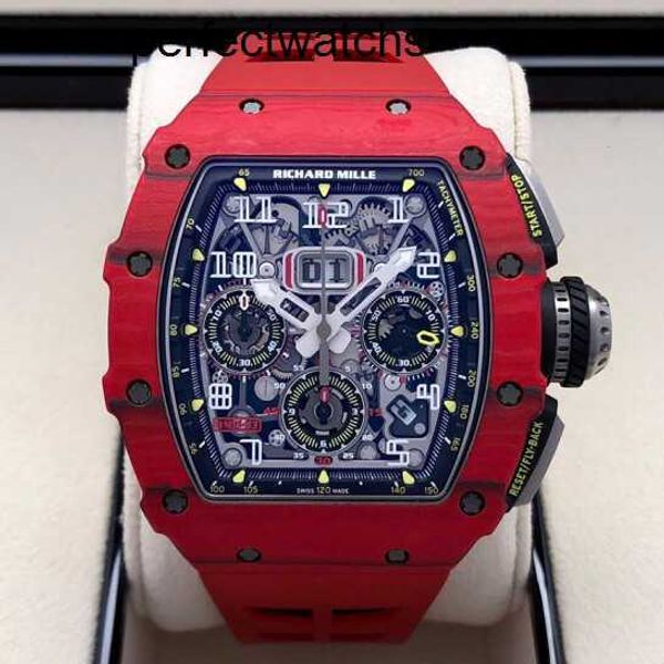 Montre mécanique RM montre-bracelet Richardmiille montre-bracelet RM11-03 machines 44.5*50mm RM1103 rouge NTPT Fiber de carbone