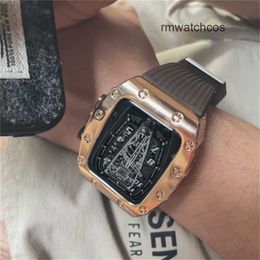 Montres mécaniques Montre-bracelet pour homme à remontage automatique Apple Watch Series SE 44/45 mm style Richardmill Mod kit étui de protection + bracelet 7JRE