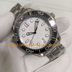 Mechanische horloges voor mannen 42 mm 300m witte golf wijzerplaat roestvrijstalen armband versus fabriek automatische cal.8800 Beweging VSF Mechanische duiksporthorloge