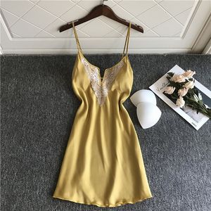 Ropa de dormir para mujer MECHCITIZ, lencería Sexy para mujer, camisones de seda, camisón para mujer, camisones de satén, camisones con cuello en V para