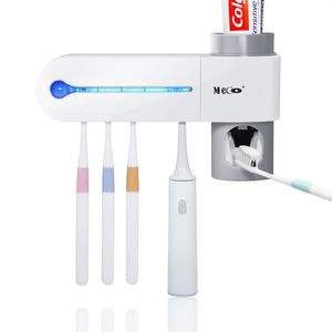 Esterilizador de cepillo de dientes múltiple Meco Esterilizador UV Limpiador de soporte de cepillo de dientes Dispensador automático de pasta de dientes - Enchufe de EE. UU.