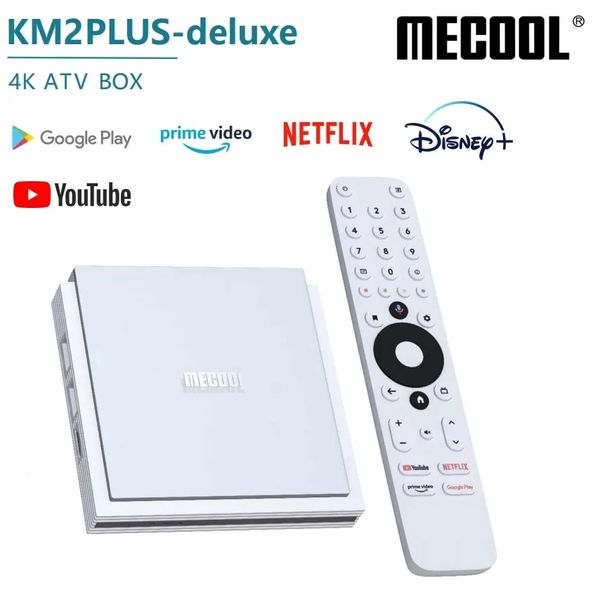 MECOOL 4K Android 11 certifié TV BOX KM2 PLUS DELUXE Google TV Dolby Vision Atmos 4GB DDR4 32GB 1000M LAN WIFI 6 flux TVBOX