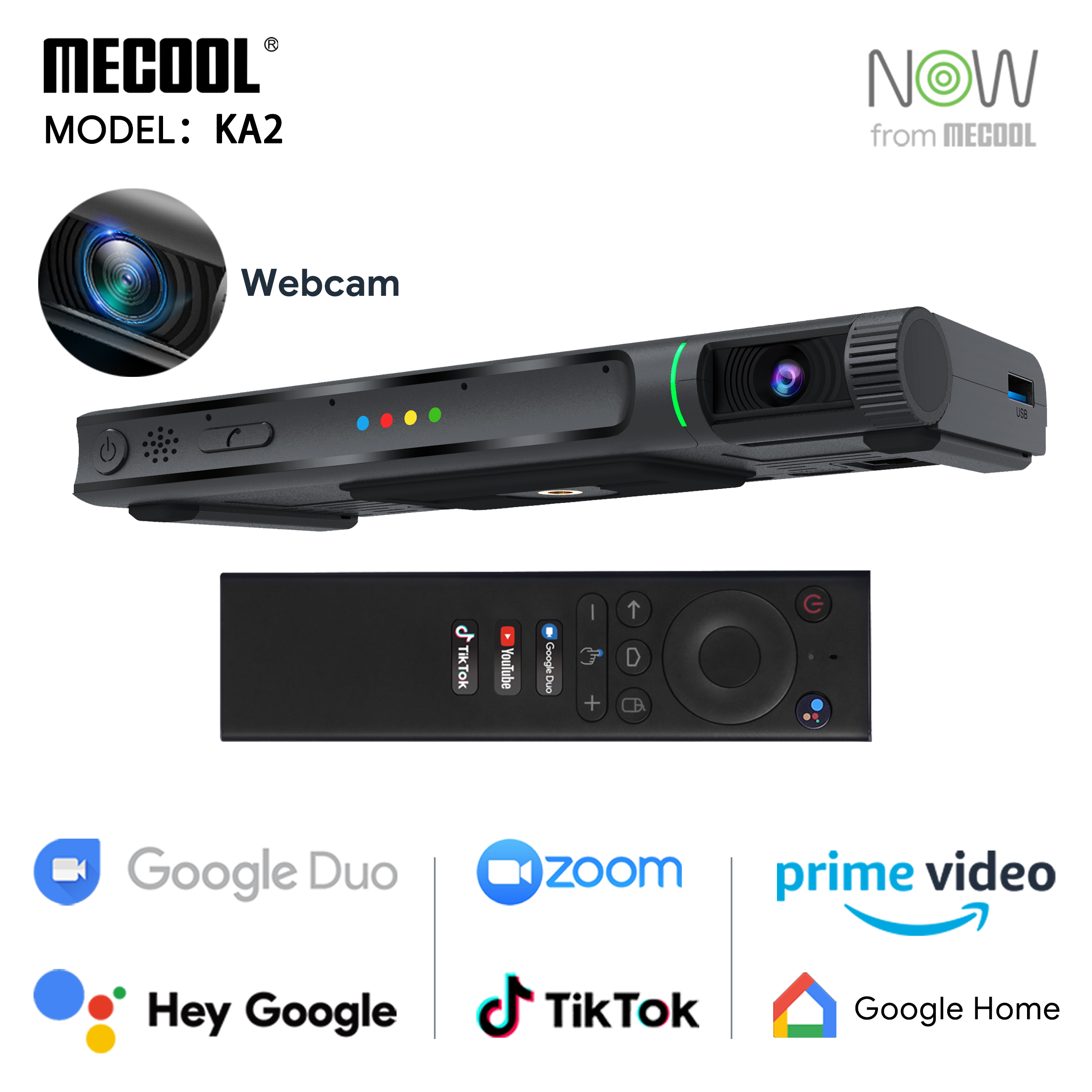 Mecool KA2 NOW Android TV Box med 1080P HD-kamera S905X4 DDR4 16GB 64G 10.0 tvbox Smart Media Player för TikTok Videosamtal Live Show
